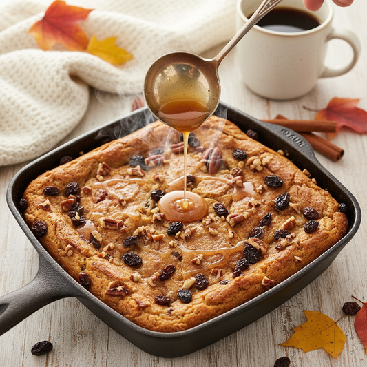 Bread Pudding with Raisins and Chopped Pecans